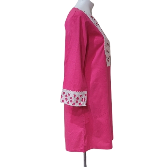 Sabby Anand Pink Tunic Shabby Chic Boho Long Sleeve Top Sz M Lightweight Kurtis - Picture 4 of 10